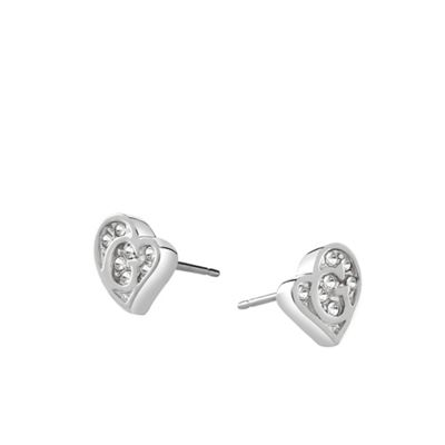 Rhodium plated stud earrings featuring irregular pave shapes ube71523